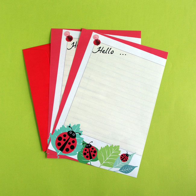 Ladybird letter writing paper and envelope