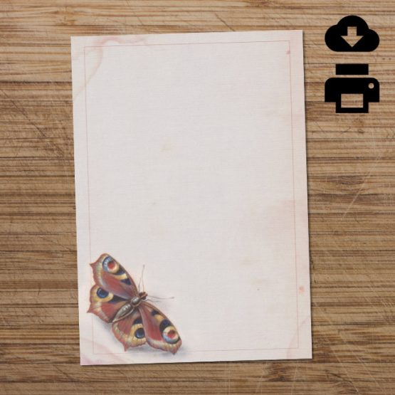 Red & blue butterfly printable writing paper