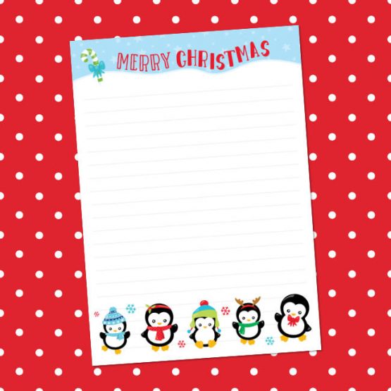 Christmas penguins writing paper