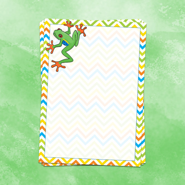 Green Water Colour Frog Letter Writing Paper