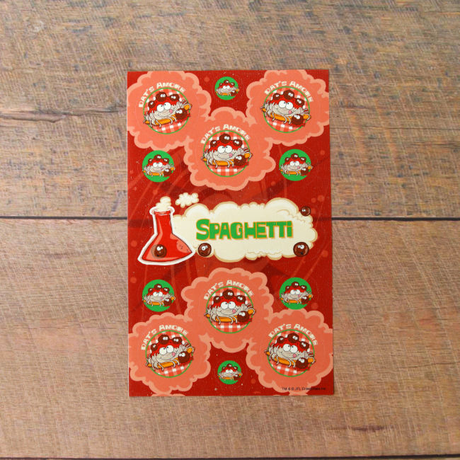 Spaghetti scented scratch and sniff stickers