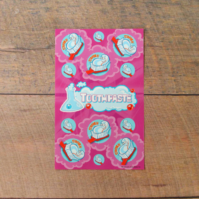 Mint toothpaste scented scratch and sniff stickers